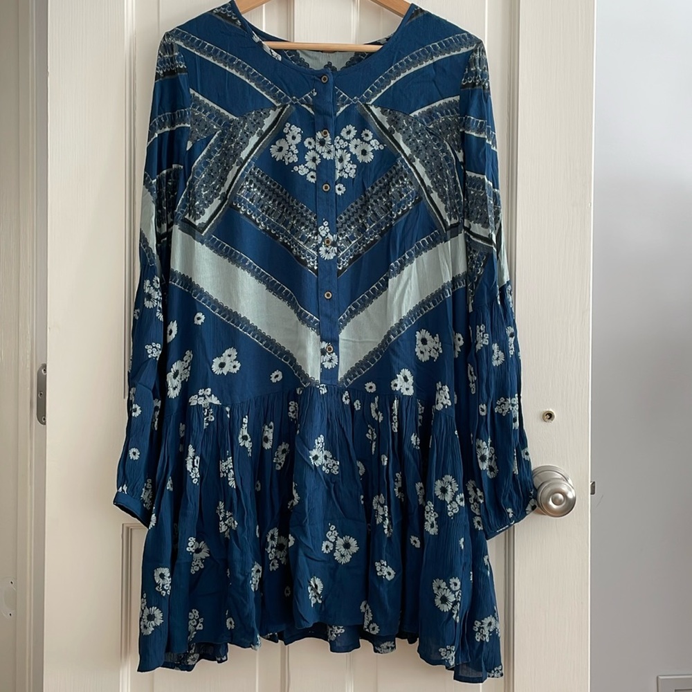 Free People Blue From Your Heart Mini Dress